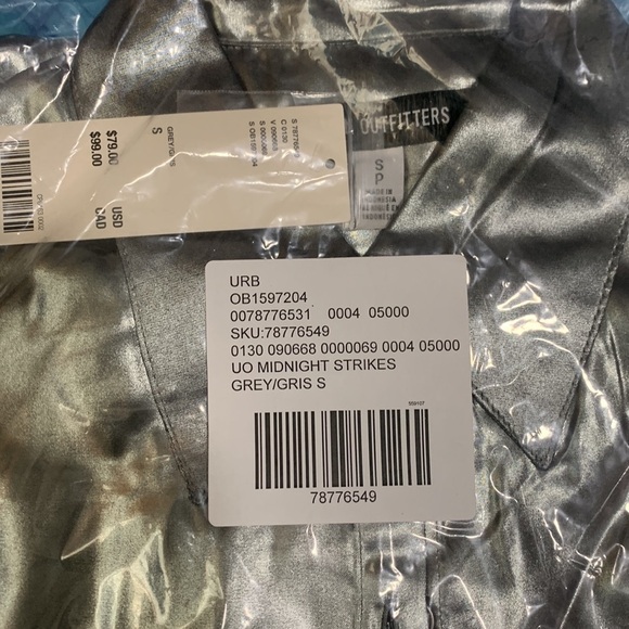Urban Outfitters UO Midnight Strikes Metallic Mini Dress in Grey NWT size S - Picture 7 of 9